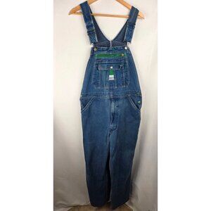 Liberty Denim Overalls 36x30 Blue Cotton Adjustable Straps Green Stitch Workwear